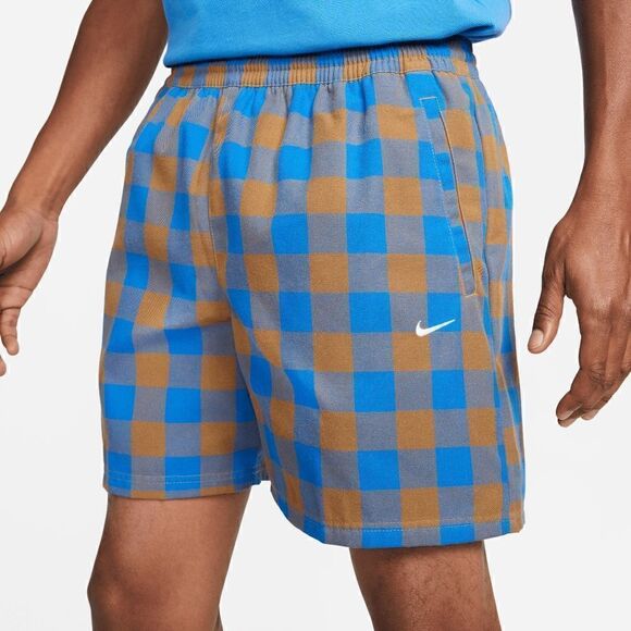 Nike Life Plaid Checkered Shorts Dark Driftwood Photo Blue Men's S DQ5186-258 - Picture 12 of 15